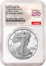2026-p Congratulations Set Proof Silver Eagle Ngc Pf70 250th First Day Issue!