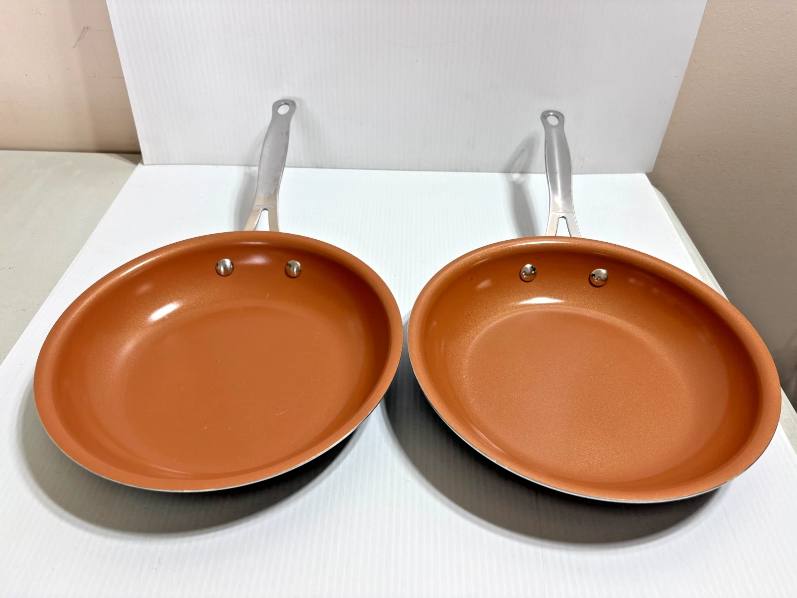 Set of 2 Gotham Steel Copper Nonstick Frying Pans 9.5" Gently Used
