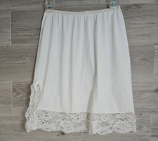 Half Slip Skirt Womens Small White Lace Trim Lingerie Underskirt Stretch