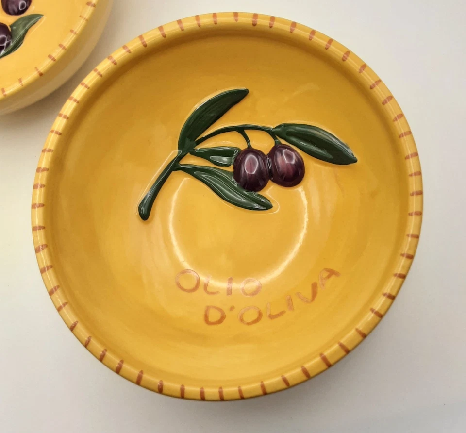 Williams Sonoma Olio D'Olive 2 cuencos de inmersión en aceite Toscan Provincial Gold 5" Foto 3 de 4