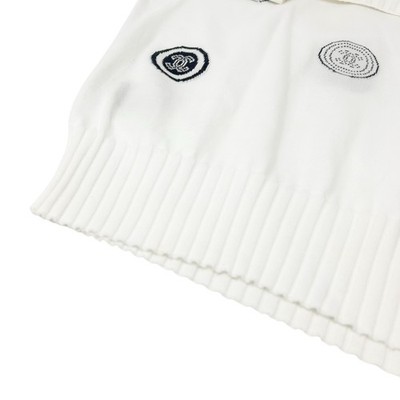 美品　CHANEL リブ編み ホワイト Tシャツ 38 CHANEL Vintage 01P CC Logo T-shirt Top #34 White Blue Cotton Rib