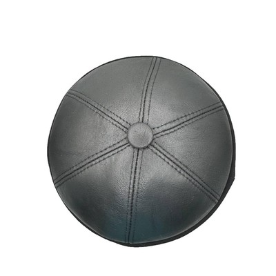 Lukkizara Unisex Genuine Leather Docker Hat Rolled Cuff Brimless Worker Skullca