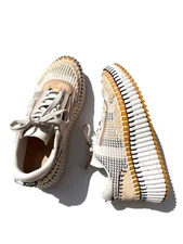 CHLOE Nama Stitch Walking Beige Biscotti Sneakers 38, 7.5