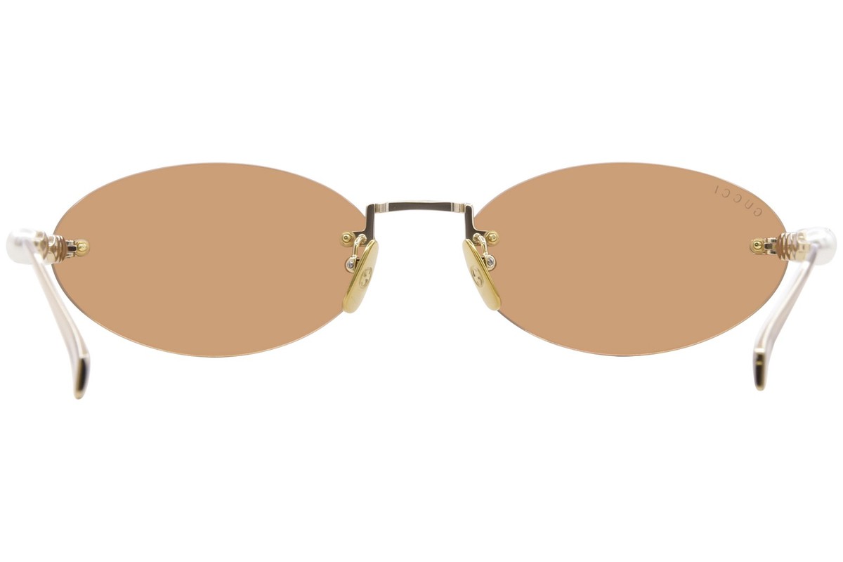 Gucci GG1922S 003 Sunglasses Gold/Brown Lenses Oval Shape Rimless