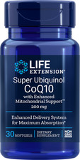 Life Extension SUPER UBIQUINOL CoQ10 MITOCHONDRIAL SUPPORT  200 MG 30 SOFTGELS