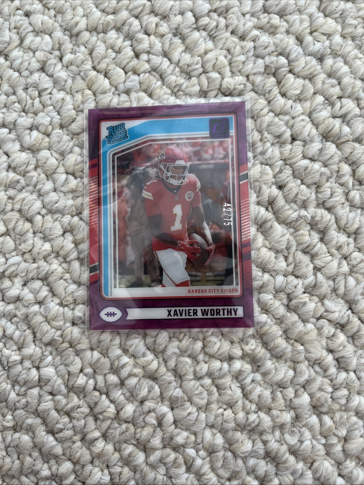 2024 Panini Clearly Donruss Rated Rookie Xavier Worthy Purple /75