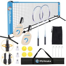 All-in-one Portable Badminton Pickleball Net Set for Backyard Driveway