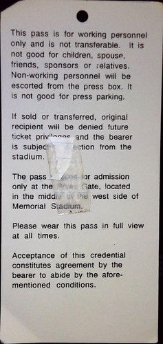 Illinois Northwestern Football Ticket Stub Press Box Memorial Stadium 10/24/1992 - Picture 2 of 2