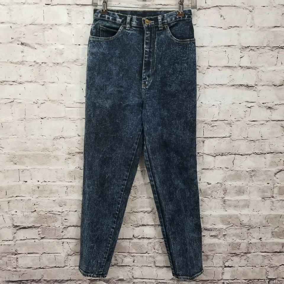 Винтажные джинсы 90-х Traffic с высокой талией кислотная стирка мама 25x30 гонконгский сужающийся деним - Изображение 2 из 4