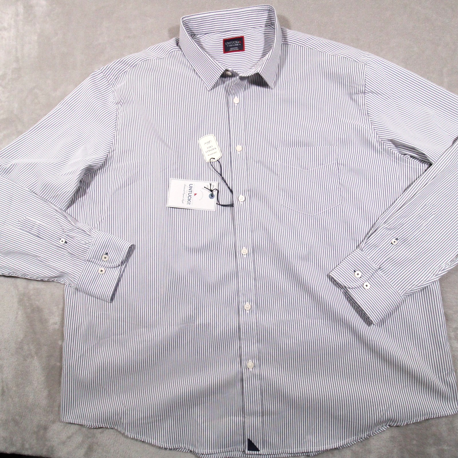 Untuckit long sleeve button up shirt 3XL Men gray striped