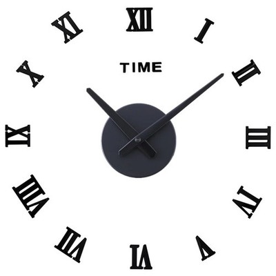 Frameless DIY Wall Clock 3D Acrylic Sticker Roman Numbers Wall Clock