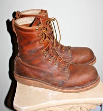 Thorogood Boots 814-4364 Mens 10 D Brown 8in Plain Toe Wedge Leather Maxwear USA