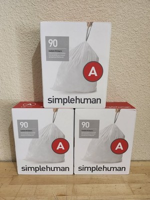 SIMPLEHUMAN DRAWSTRING TRASH BAGS 4.5L SIZE A 90 COUNT LOT X3 (270 TOTAL) SEALED
