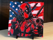 Deadpool Art American Flag Marvel Display Pat...