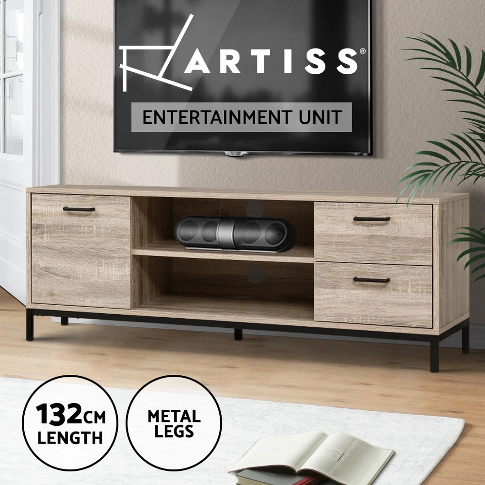Artiss TV Cabinet Entertainment Unit 132cm Pine Wooden Storage Funiture Tania