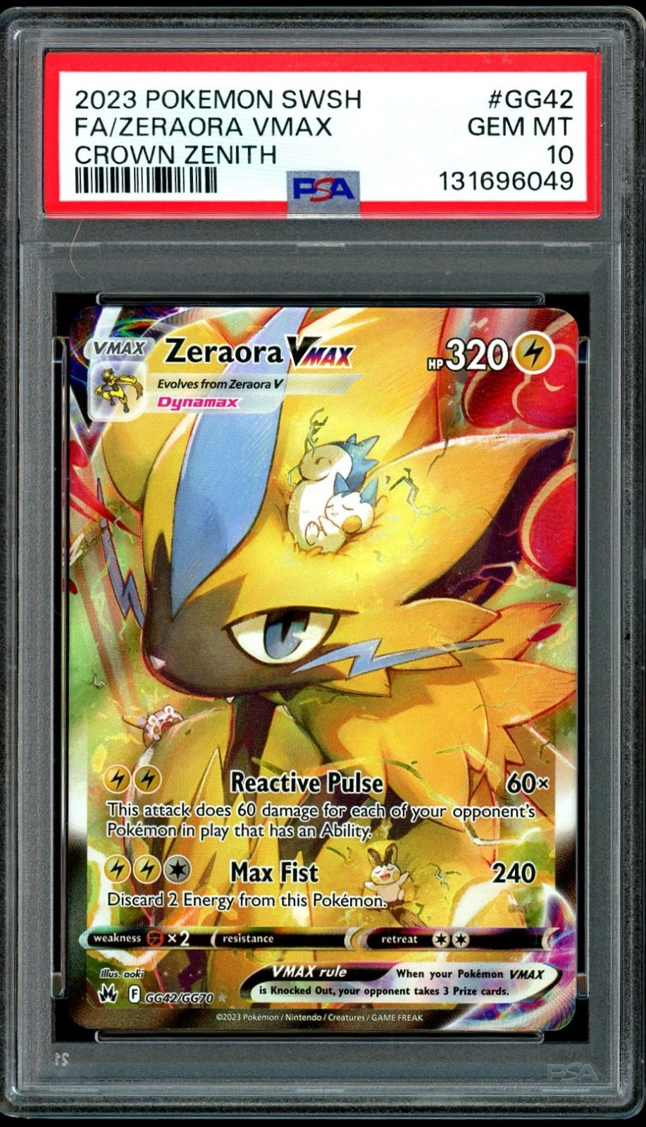 SEQUENTIAL Zeraora Vstar VMax PSA 10 English Pokemon Card Crown Zenith GG43 GG42