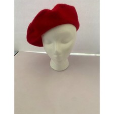 Red Wool Blend Beret Hat Classic Parisian French Style Artist Cap