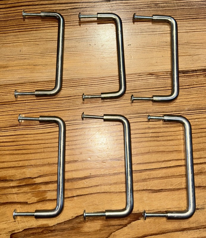 6 Cabinet Pulls 4” Brushed Silver Straight Sleek Modern Used
