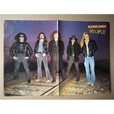 TROUBLE KERRANG PIN-UP POSTER centre poster so it's folded with staple holes - (