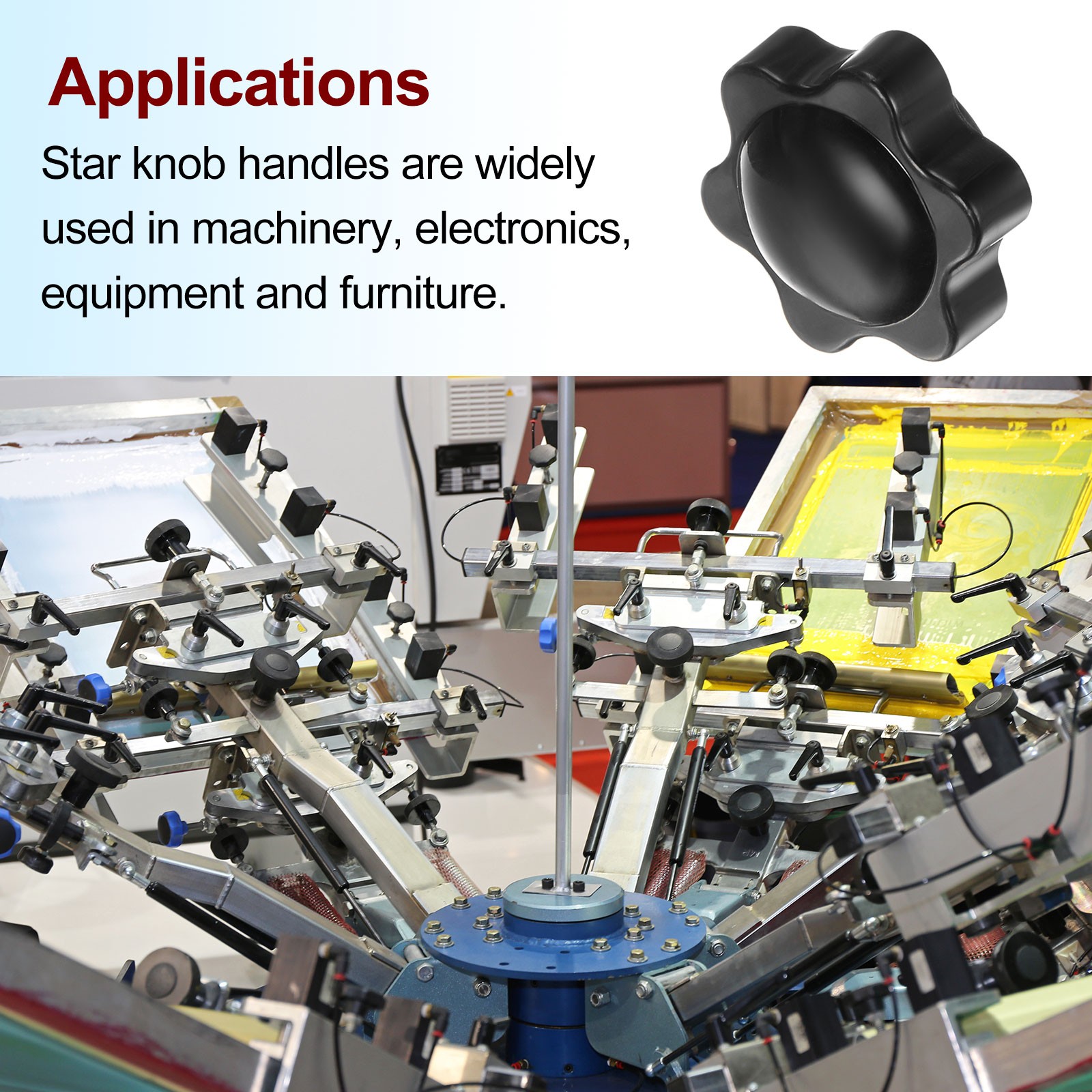 10pcs Star Knobs M4 Thread 25mm Head Non-Through Hole Clamping Handles Black