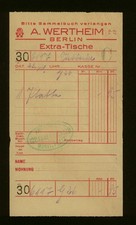 Kaufhaus Wertheim Berlin Moritzplatz Quittung Schellackplatte 23.11.34    B760