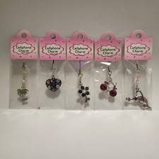 Set of 5 Cell Phone Charm Strap Dangle: Palm-Tree Heart Flower Bicycle  Dolphin