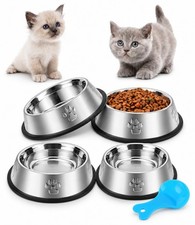 Stainless Steel 6oz Pet Bowls 4 Pack Non Slip Metal Dog Food Water Cat Bowls