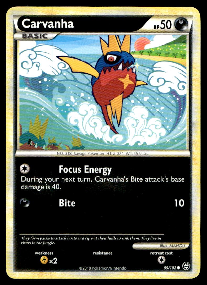 Carvanha Triumphant Common 59/102 2010 Pokemon TCG