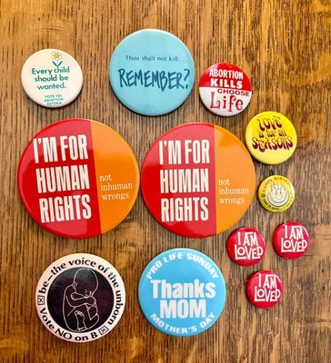 Vintage Lot of 12 Anti-Abortion/Pro-Life Campaign Buttons