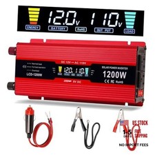 Car Power Inverter 1200W , DC 12v to 110v AC Converter with LCD Display and