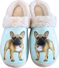 E S Pets French Bulldog Snugg Slippers for Pet Lovers - Fuzzy Memory Foam, L/XL