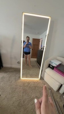 LAIYA 65x21 Full-Length LED Mirror White Matte Metal Frame Stand/Wall Mount