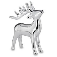 Deko Rentier Figur 14Cm Porzellan Silber Stehend Dekofigur Weihnachten Wildfigur