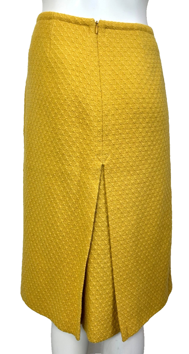 Vtg Barneys New York Alpaca Wool Midi Skirt IT 44 US 10 Mustard Yellow Italy image 2
