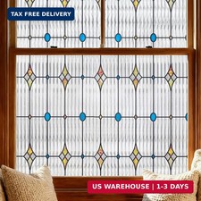 ADD.HERES Window Privacy Film, Stained Glass Decorative Static Cling, Removable