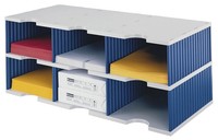 Styro Sortierstation Styrodoc Jumbo Grundeinheit Grau/Blau Mit 6 FäChern
