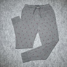 Polo Ralph Lauren Pajama Pants Men Small Grey Allover Pony Print Jogger Sleep