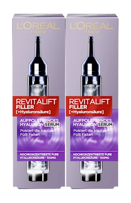 2 x L'Oréal Paris Hyaluron Serum, Revitalift Filler Anti-Aging Serum je 16 ml