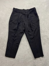 New Look Dress Pants Women's 12P Black Belted High Waist Paperbag Classic Career