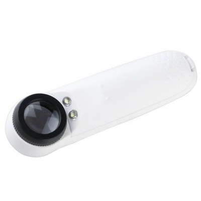 40X Magnifying Map Handy Magnifier Glass Eye Jewelry Loupe Loop With 2 LED Light