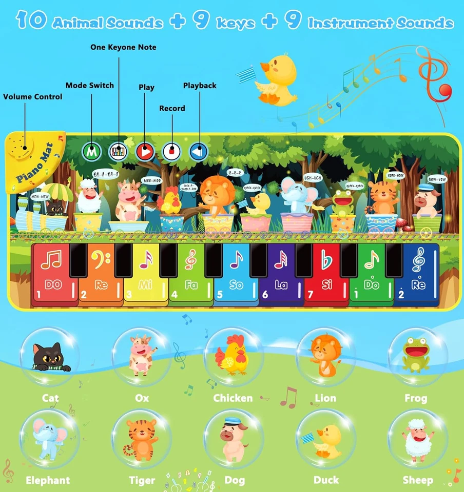 Tappeto Musicale, Tappeto Musicale Bambini, Bambini Tappetino per Pianoforte Con - Immagine 3 di 4