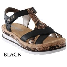 Rieker Sandalen Schwarz Antistress Echtleder/...