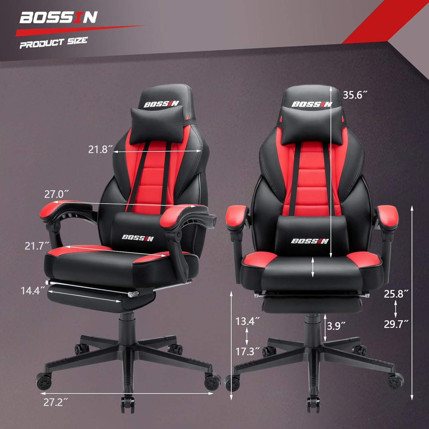Racing Style Gaming Chair, Leather Computer Desk Chair with Footrest and Headres