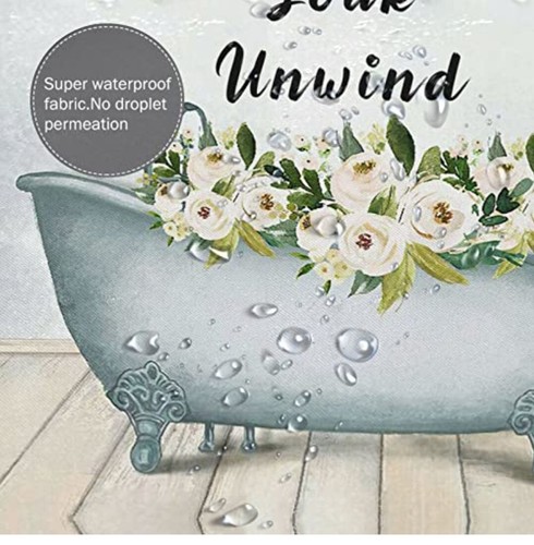 Cortina de ducha floral para bañera Relax Soak Desenrollar 60*72 ganchos blancos incluidos - Imagen 2 de 4