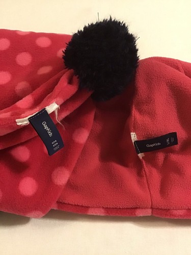 GAP KIDS Pink Fleece Polka Dot Pompom Scarf Hat Set & Crochet Pink Fringe Scarf - Picture 7 of 8