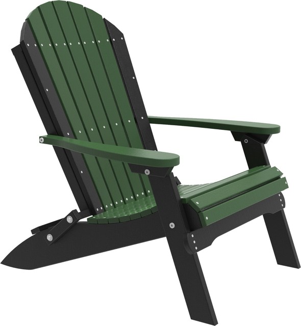 Outdoor Folding Adirondack Chair Lime Green Black Poly