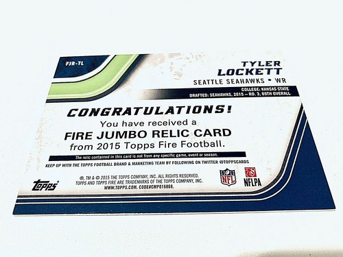 Tyler Lockett 2015 Topps Fire Refractor Authentic Memorabilia Jersey Card#FJR-TL - Bild 2 von 2