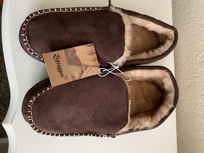 Zigzagger Mens Microsuede Moccasin Slippers Memory Foam House Shoes