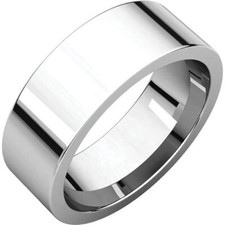 7mm 14K Solid White Gold Plain Flat Comfort Fit Wedding Band Ring All Sizes