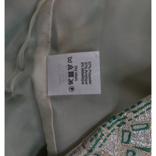 J. Crew Metallic Green Gold Silver Aztec Pattern Mini Skirt Size 4 Sparkly EUC - Picture 8 of 8
